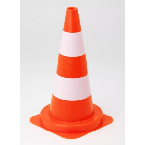 Cone em PVC aborrachado de 50cm, com 2 faixas.