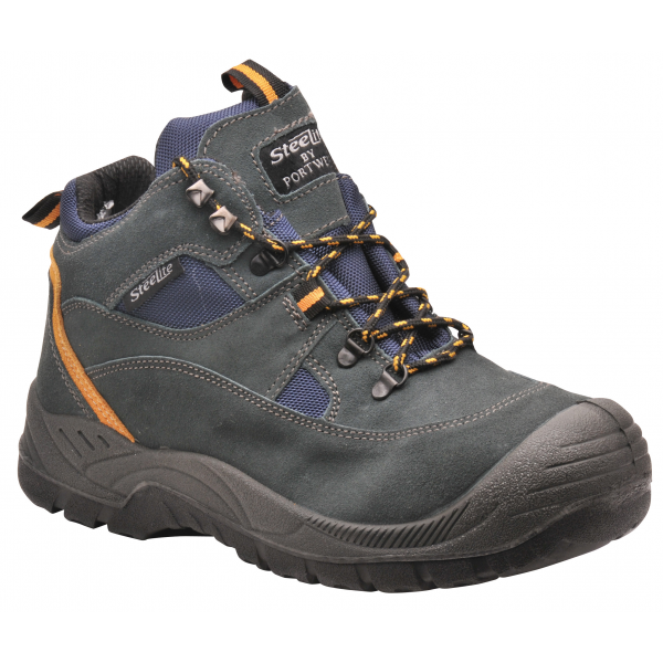 Bota camurça Hiker Steelite cor cinza/azul S1P c/biq.reforç.