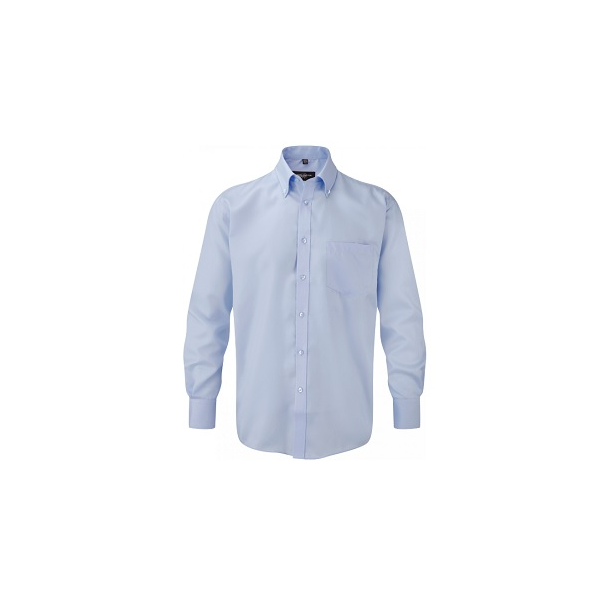 Camisa m/ comprida, 120g/m2, não precisa engomar.