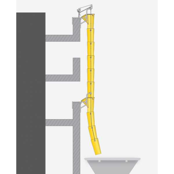 Conduta (tubo) para descarga de entulho na côr amarelo.