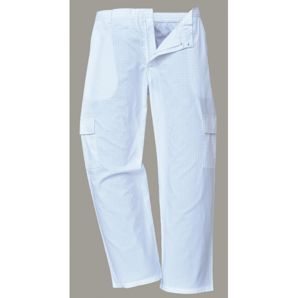 Calça ESD anti-estatica cor branca ou cor azul, cert. EN1149