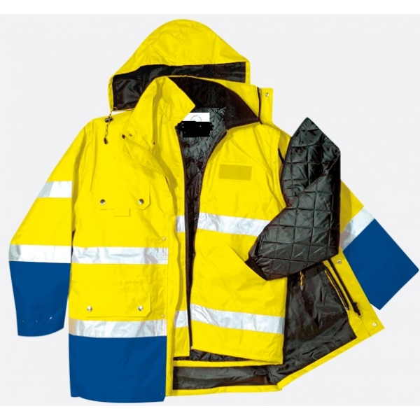 Parka Bicolor Alta Visibilidade de triplo uso Amarelo/Royal