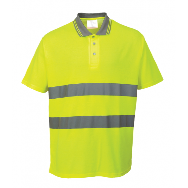 Polo de alta visibilidade amarelo ou laranja c/faixas reflec