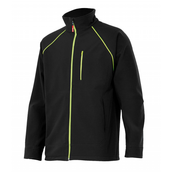 Casaco softshell Bicolor com vivos e fecho em cor contraste