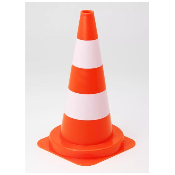 Cone em PVC aborrachado de 50cm, com 2 faixas.