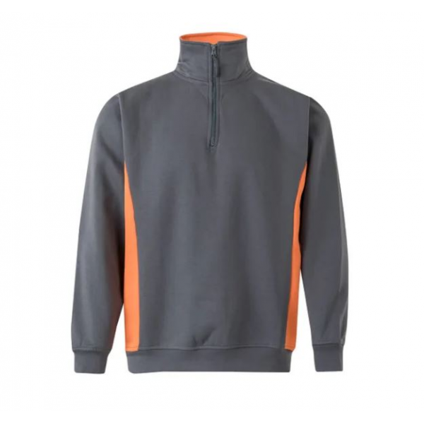 Sweatshirt bicolor com meio fecho, 65% pol/35% alg. 260 g/m2