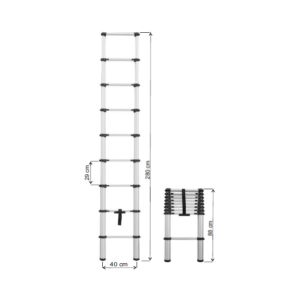 Escada Telescopica 88/2,80 mts pequena e facil transportar