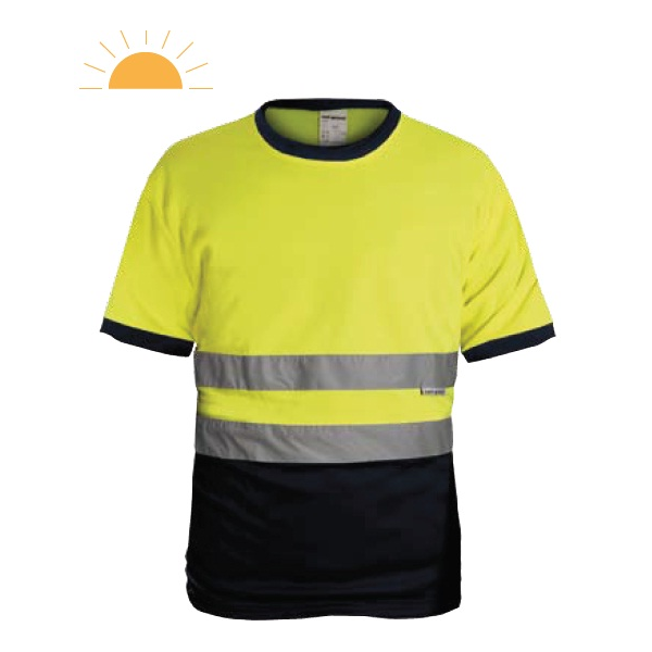 T-Shirt de alta visibilidade bicolor amarelo/marinho EN471